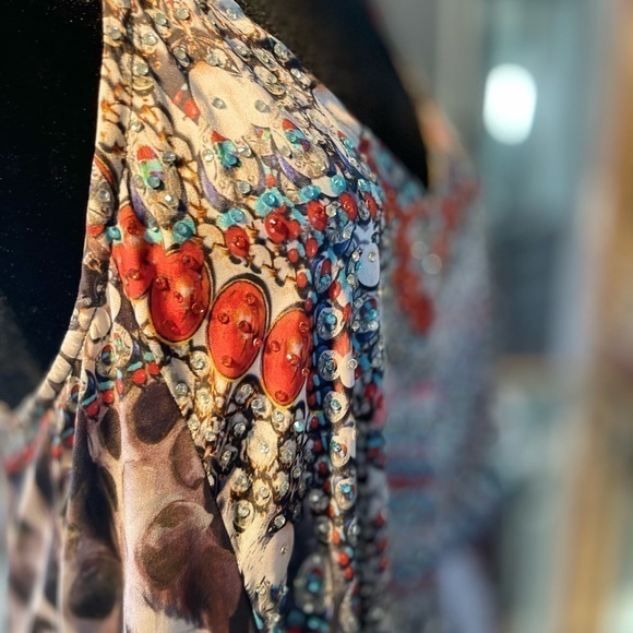 True Colours By La Moda: elegant sequin beaded animal print maxi dress w/pockets - Picture 7 of 14